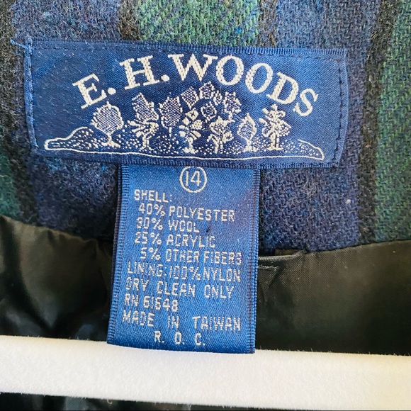 E.H. Woods Blue Green Striped Cropped Button Up Blazer Size 14 - Picture 3 of 11